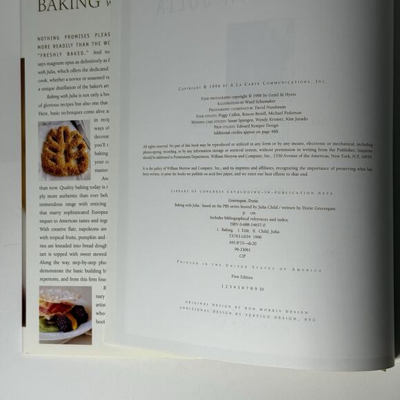 Baking With Julia Dorie Greenspan 1996 First Edition Hardcover Julia Child - Picture 5 of 10